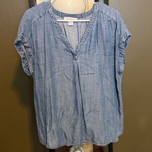 Liz Claiborne Women's Blue Denim V-Neck Blouse